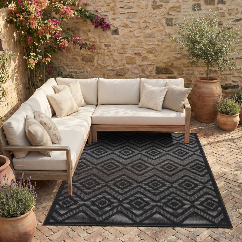 Tapis intérieur / extérieur gris anthracite / noir Foundry Select, Rectangle 5 pi x 7 pi
