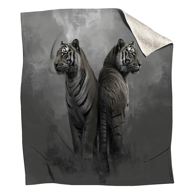 Deux couvertures Tigers blancs, 50in W x 60in H