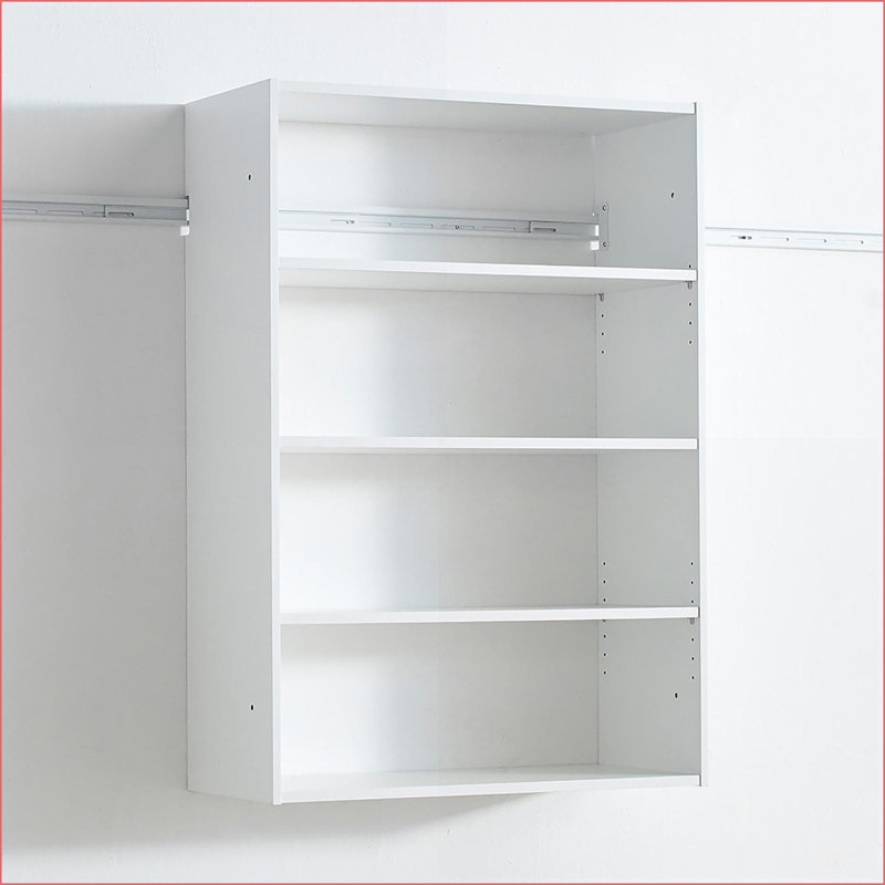 Système d'organisation de placard mural modulaire en bois avec finition chêne chaud Devi | Blanc | Bois