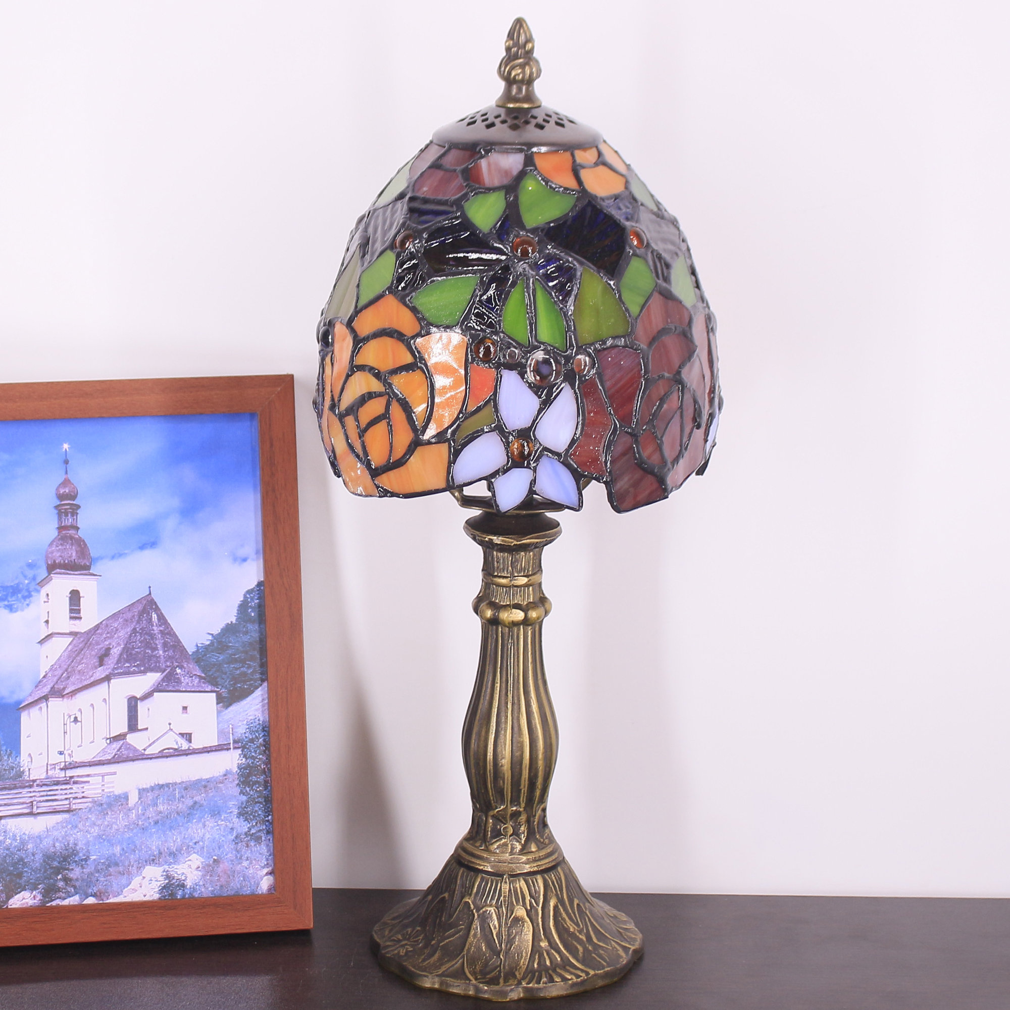 Astoria Grand Small Tiffany Lamp Mini Accent Table Lamp Stained Glass ...