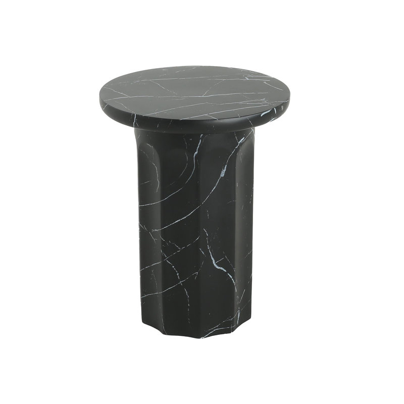 Table de bout d'extérieur en marbre noir effet béton léger, table de bout de salon