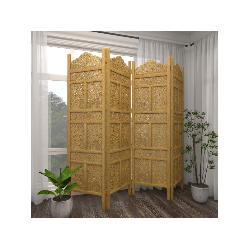 Paravent en bois 4 panneaux avec cloison Deresa