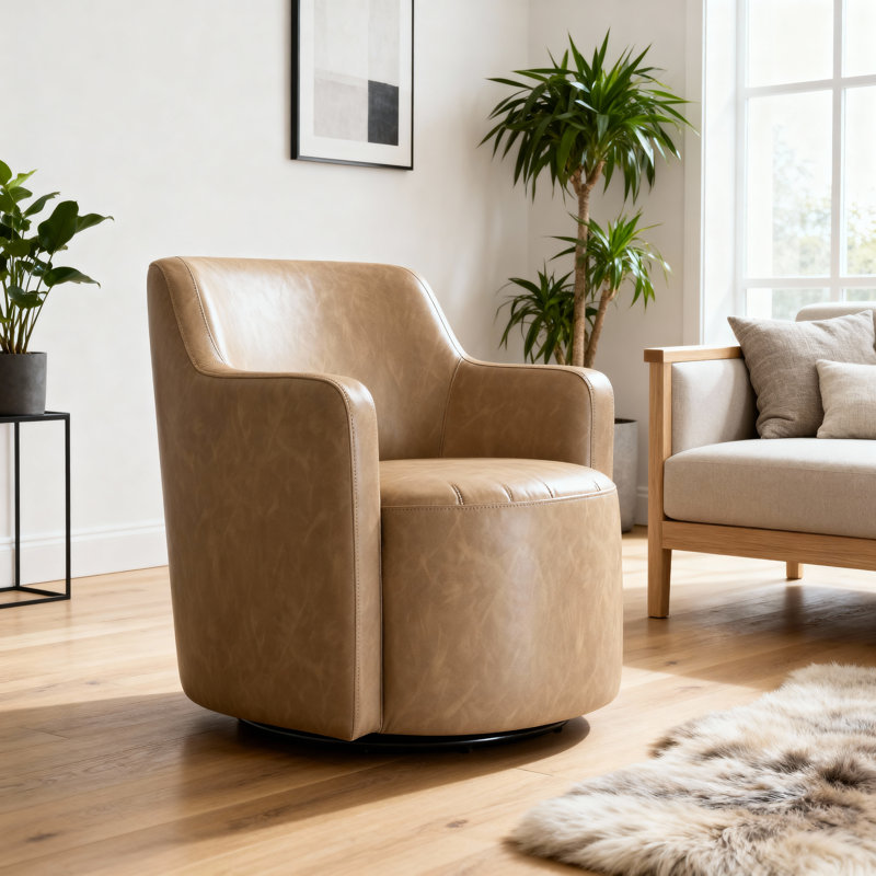 HomePop Upholstered Swivel Accent Chair , Tan