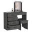 Coiffeuse de maquillage, quatre tiroirs, un miroir, tabouret - chêne Smokey