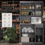 Armoire de rangement de garde-manger moderne, buffet de cuisine avec comptoir de four à micro-ondes, tiroir et armoire