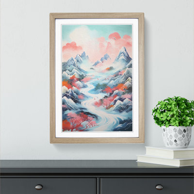 Japanese Mountains Action Painting No.2 - Framed Print