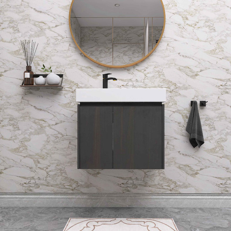 Meuble-lavabo avec plateau Jaiel, Noir