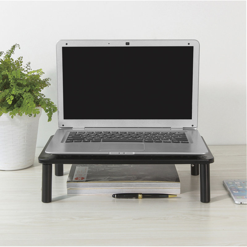 Black Adjustable Metal Mesh Monitor Riser with Silicone Pads