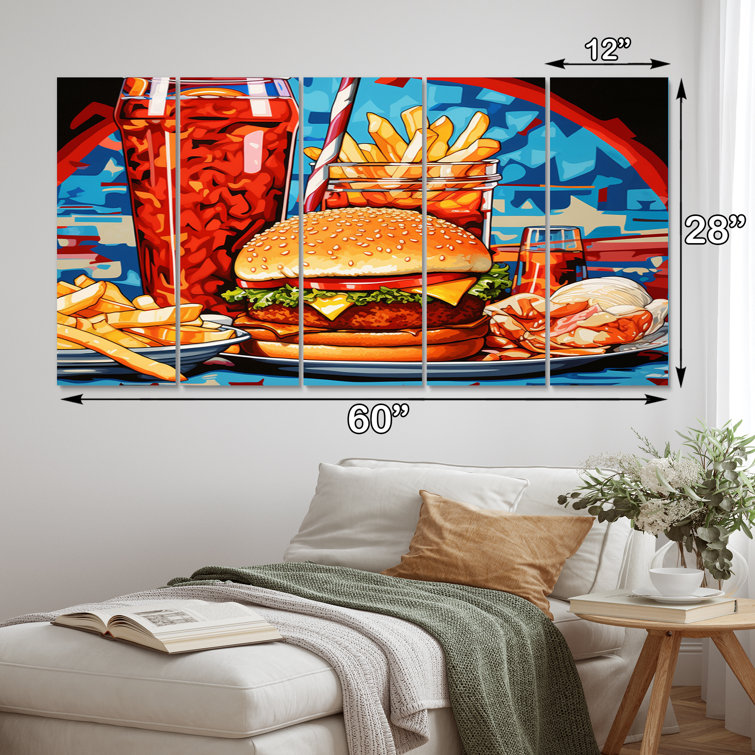 Red Barrel Studio® Pop Art Fast Food Hamburger Meal I On Canvas 5 ...