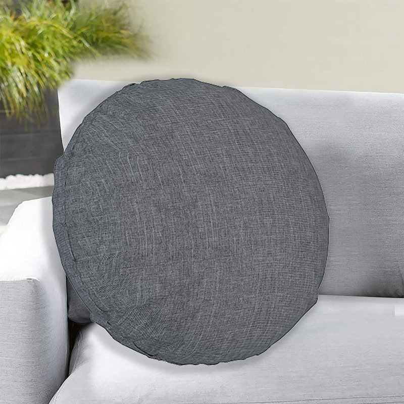 Housse de coussin ronde / imperméable et individuelle, Polyester gris, H 32 po x l 32 po x P 5 po