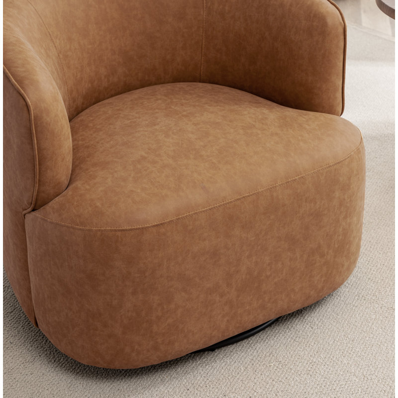 Fauteuil demi-tonneau pivotant Jalena, Polyester brun