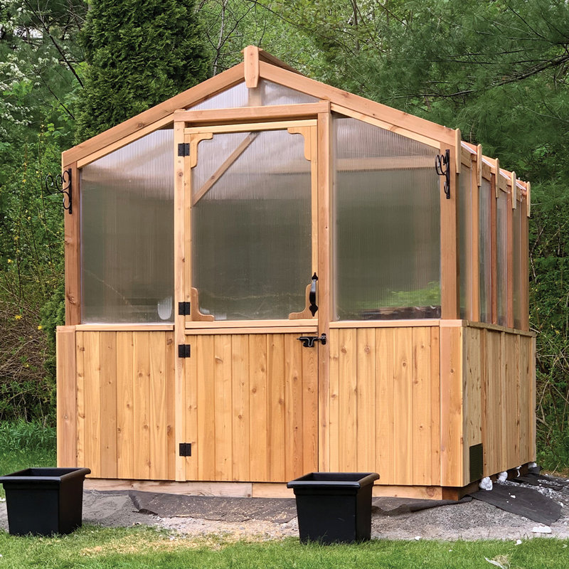 8 ft. W x 8 ft. D Cedar Wood Greenhouse