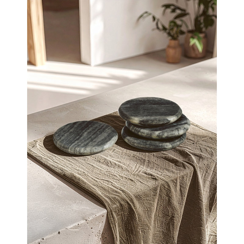 Marble Round 4 Piece Coaster Set