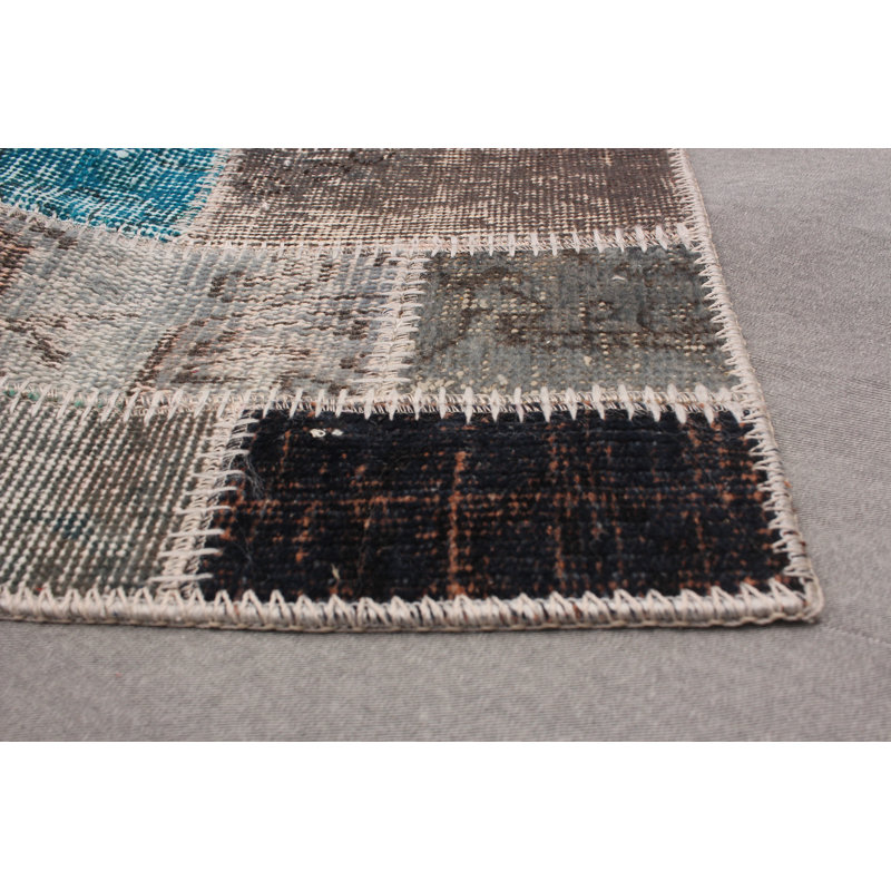 Tapis de couloir en laine noué à la main de conception unique 3 pi 2 po x 10 pi 1 po Berdeen Tapis décoratif en gris clair/taupe