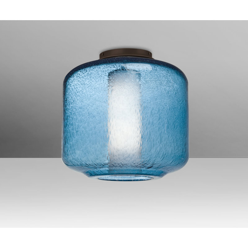Spero Glass Semi Flush Mount, Blue, Bronze