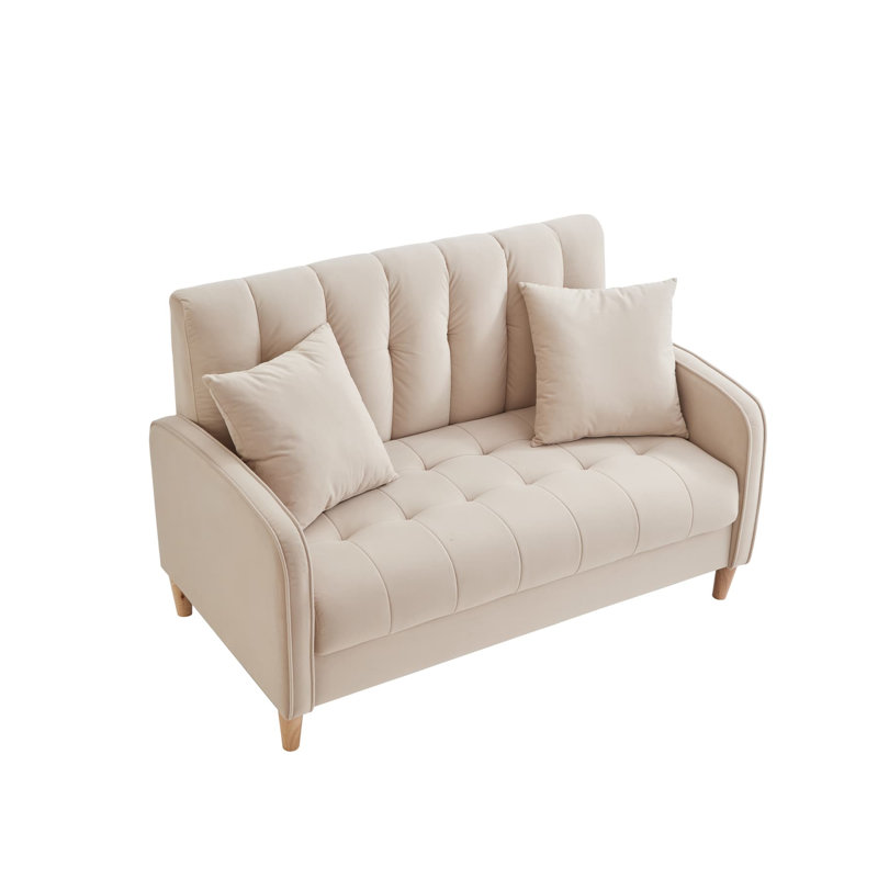 Canapé rembourré en velours lisse, Beige