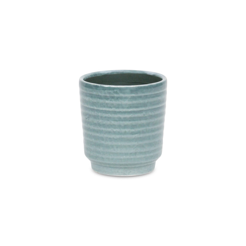 Mosley Handmade Ceramic Pot Planter, Green, 4" H x 3.75" W x 3.75" D 