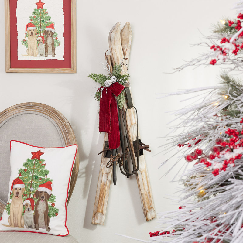 Paire décorative de skis et bâtons H 36 po