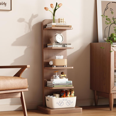 Narrow Ladder Bookshelf 5 Tier Freestanding Bookcase, Modern Open Shelf Display Rack with Anti Tip Design for Living Room Bedroom Office Small Space