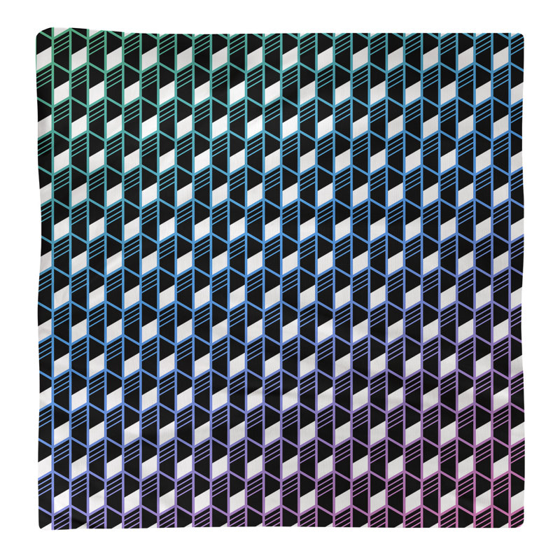 Polyester Geometric Square Napkin, 0.1" H x 10" W x 10" D, Cotton Twill, Blue/Green/Pink
