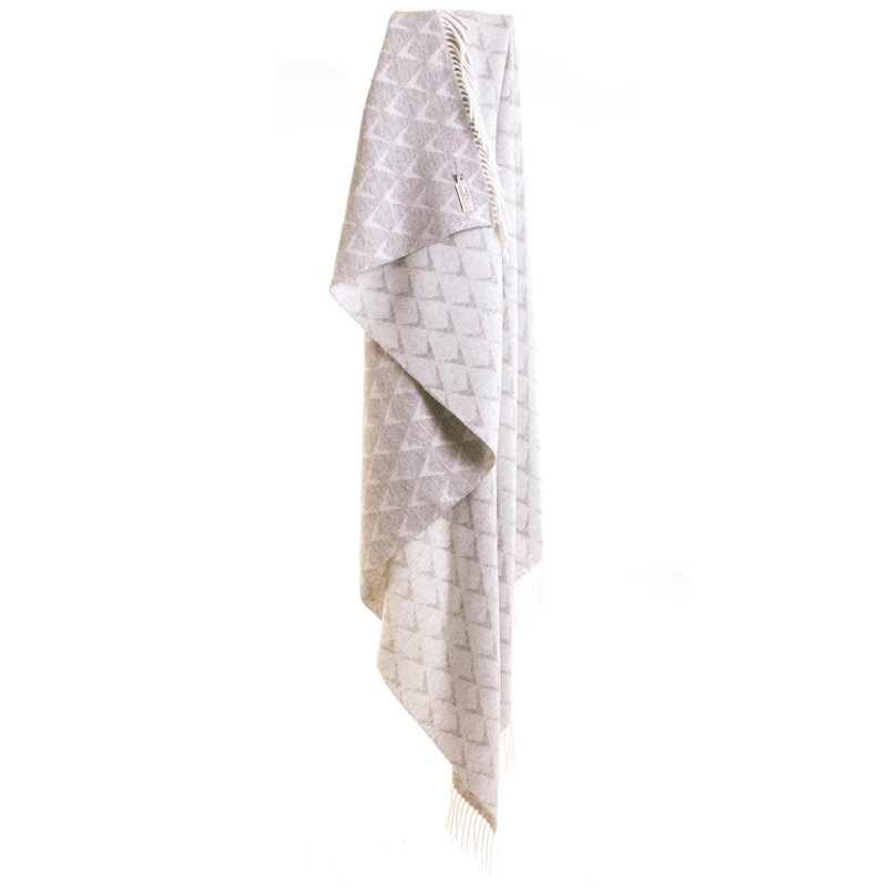 Tweedmill Merino Coastal Throws Blanket with Fringe, Grey