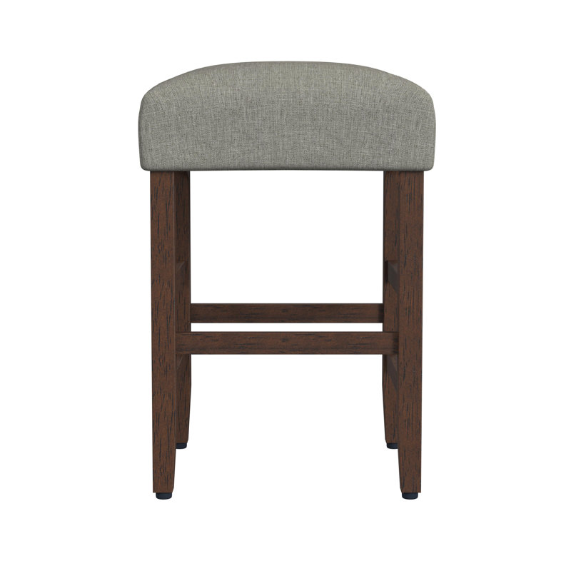 Proxima 24" Seat Height Square Counter Stool, Gray Woven, Dark Walnut