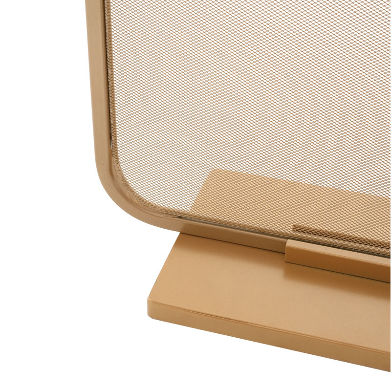 Contemporary Golden Metal Fireplace Screen, Decorative Fire Barrier for Rooms