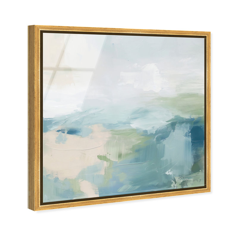 Turquoise Echoes I High-Gloss Frameless Acrylic Glass Wall Art Abstract Print by Oliver Gal, Ready to Hang, 12 x 12