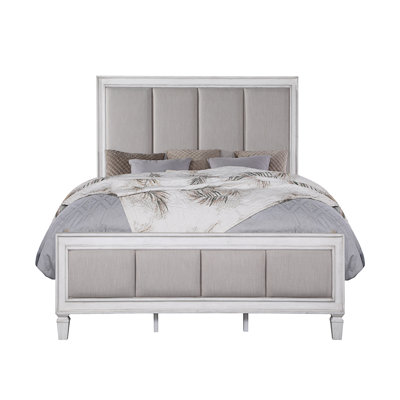 Base de lit en bois massif et en tissu d'ameublement Lakhvinder Linsley