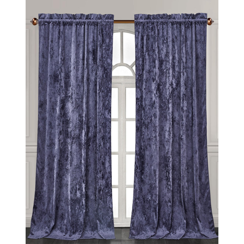 Velvet Bedding Collection Room Darkening Curtain Panel Pair, 50" W x 72" L, Purple