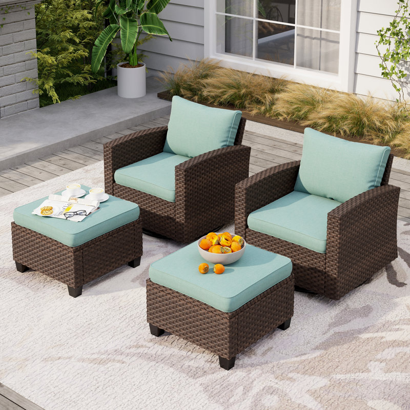 Outdoor Wicker Patio Seating Set, Blue