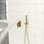 Système de douche carré de 16 pouces - Double tête dorée avec installation facile et fonction de fixation au plafond-127368539