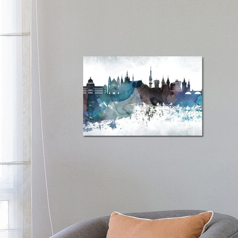 Prague Bluish Skyline - Wrapped Canvas Print, 66.04 cm H x 45.72 cm W