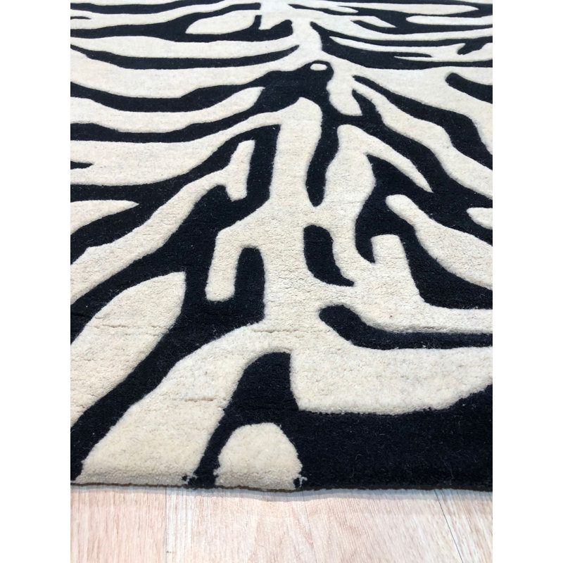 Tapis touffeté à la main moderne en laine touffeté à la main noir