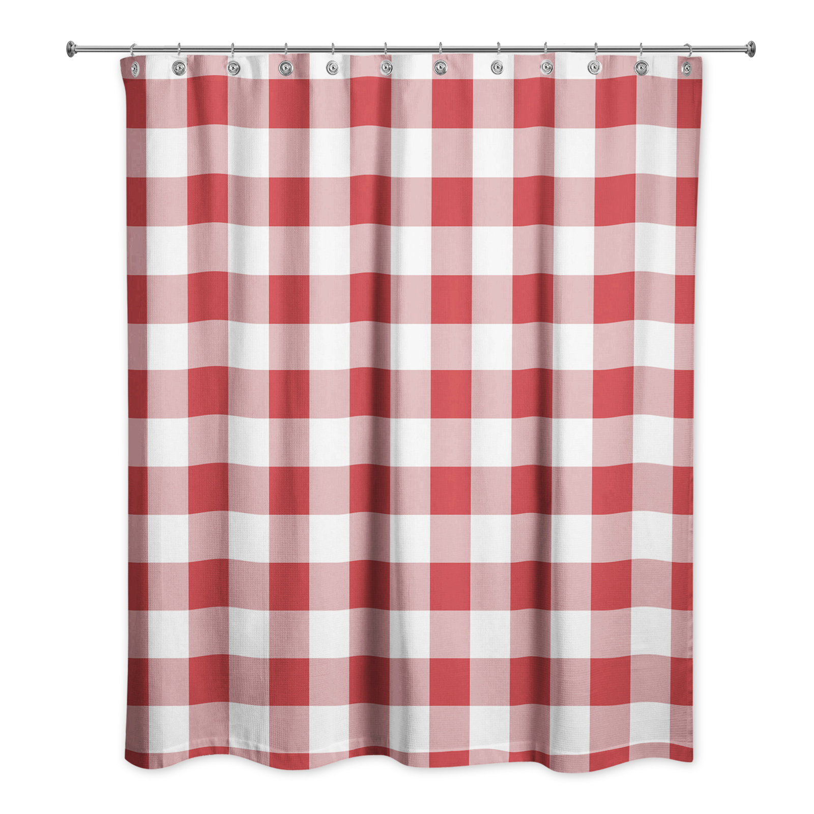 Hanka Plaid Shower Curtain, Red