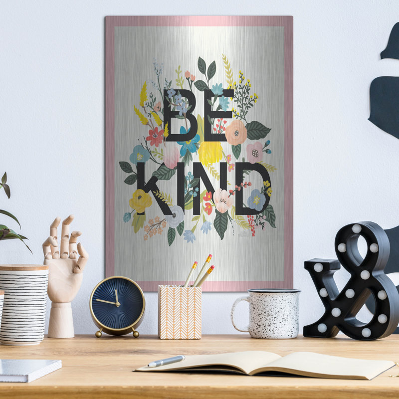 «Wild Garden 1 Be Kind Cp» par Laura Marshall, art mural en métal, H 16 po x l 12 po
