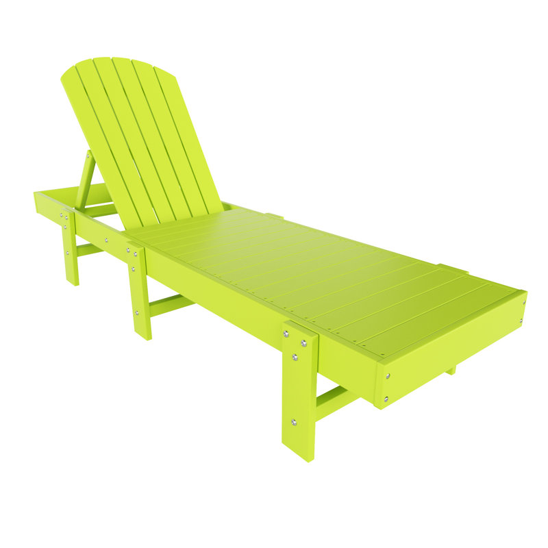 77.6" Long Outdoor All-Weather Poly Reclining Single Chaise, Lime