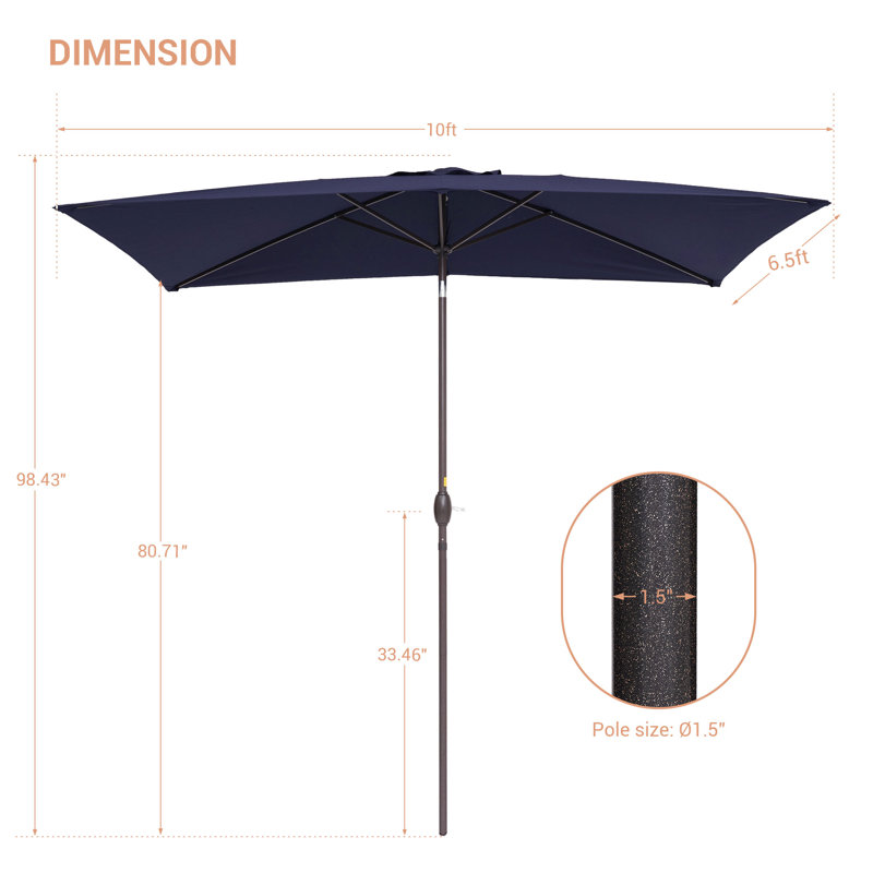 Parasol de marché rectangulaire 10' x 6,5', Marine