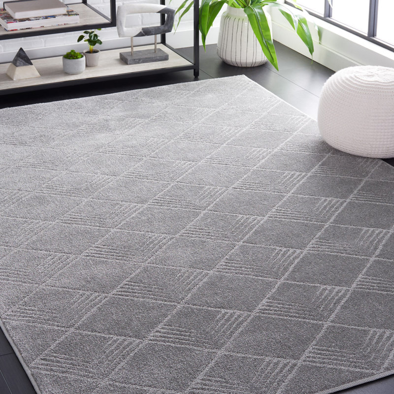 Brandonray Pattern And Solid Performance Geometric Rug, Rectangle 5'3" x 7'6"