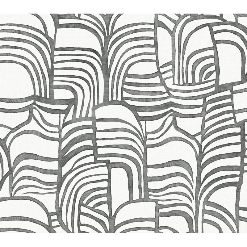 Papier peint adhésif en lin Featherwork, Noir