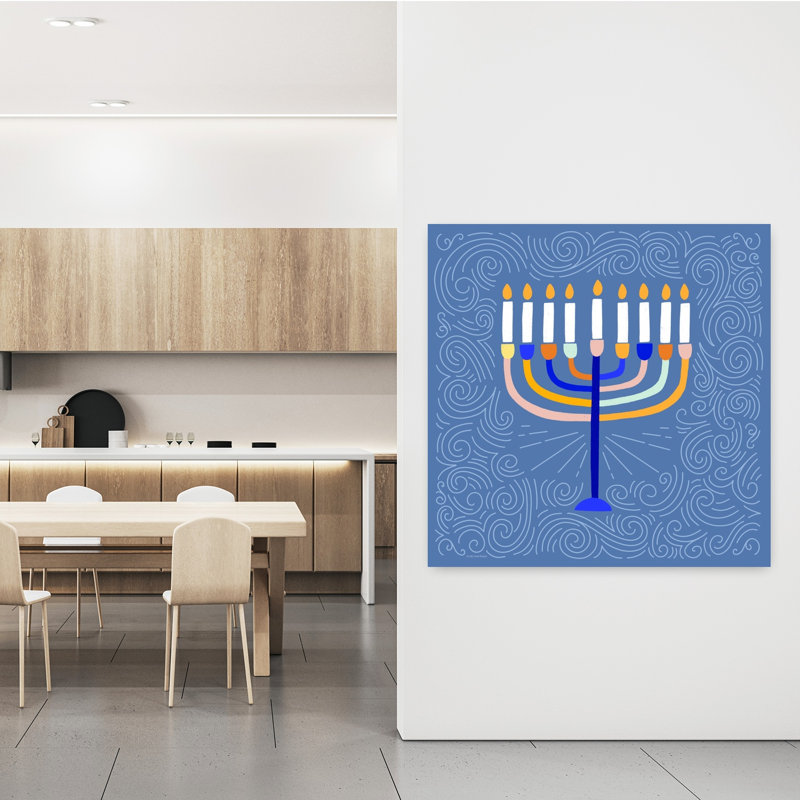Deco Menorah Abstract Art contemporain, H 48 po x l 48 po