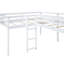Lit mezzanine simple en L avec échelle et toboggan-246153434