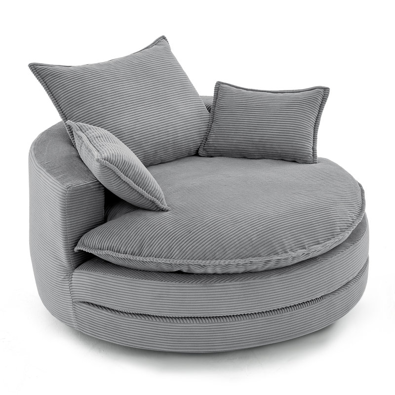 Méridienne surdimensionnée pivotante à 360 ° avec coussin double et coussins, Gris