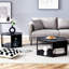 Paire de tables basses noires minimalistes hexagonales. Options de rangement supplémentaires. Différentes tailles. Facile à nettoyer. Table stable, avec utile