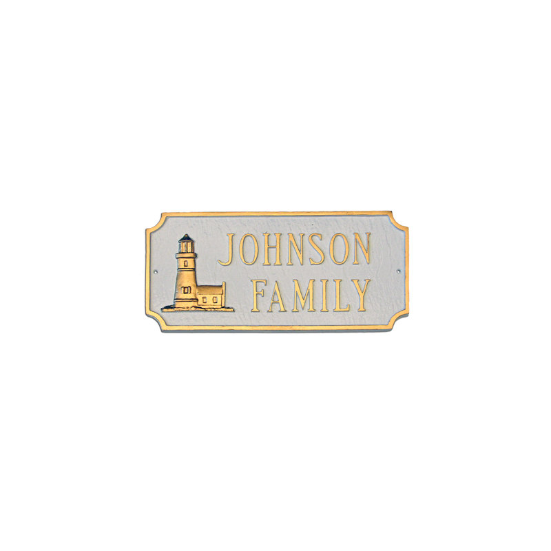 Lighthouse Princeton Garden Plaque, Yes, Lawn, Black/White