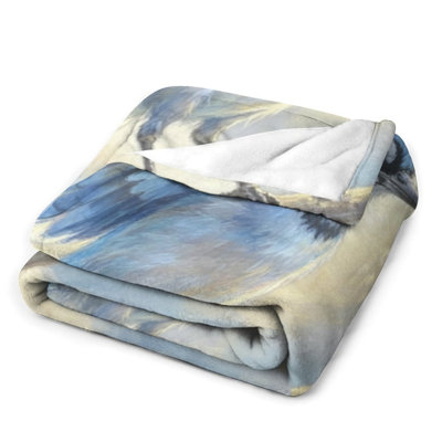 Jeté en flanelle de luxe à imprimé bleu Jay Moon