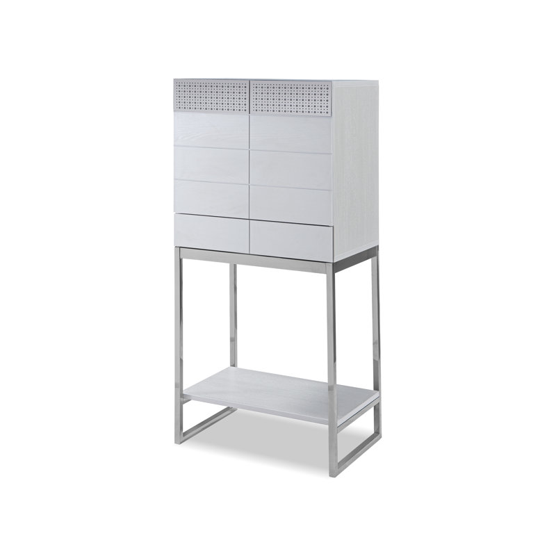 Lakhwinder 59.8cm Home Bar, White/Dark Chrome