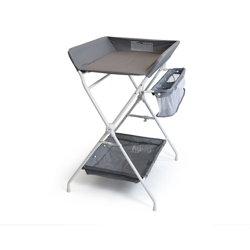 Folding changing table in black and gray steel