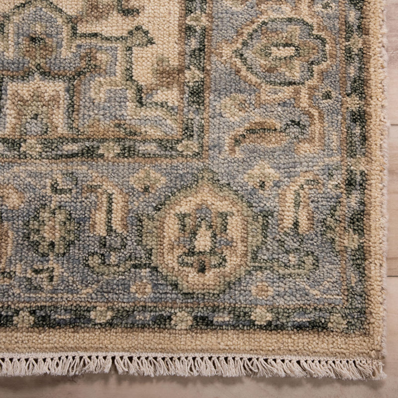 Rectangle Hand Knotted Wool Area Rug, Rectangle 4'6" x 9'