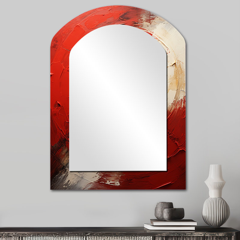 Miroir mural rouge et or, 34 po x 25 po